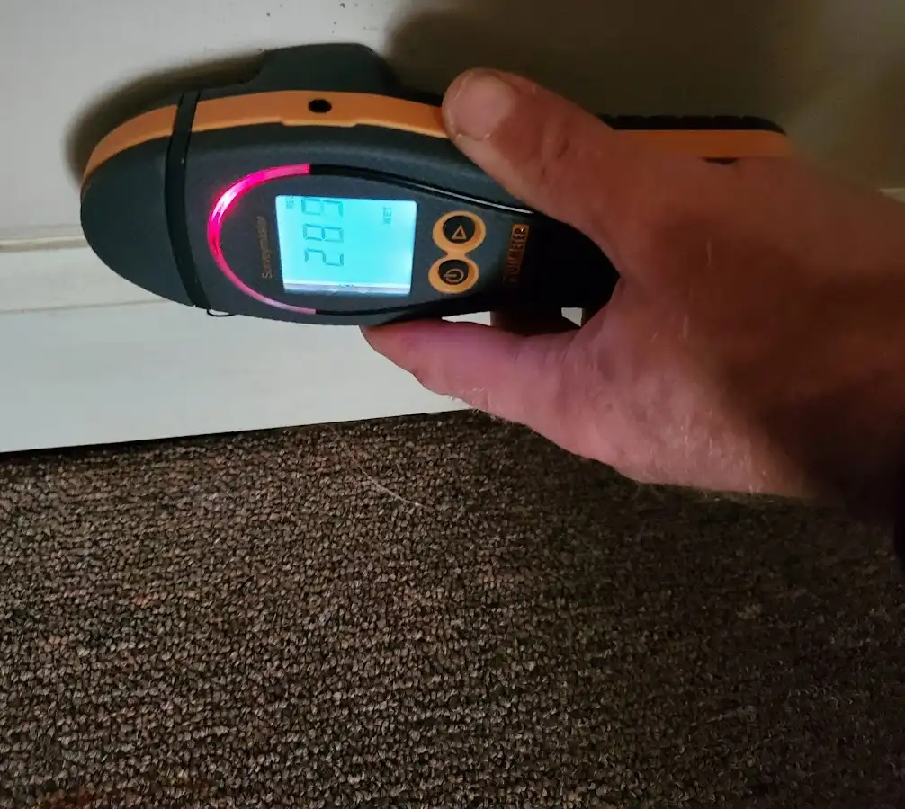 Moisture detection at baseboard during Burst Pipe Cleanup in Pittstown